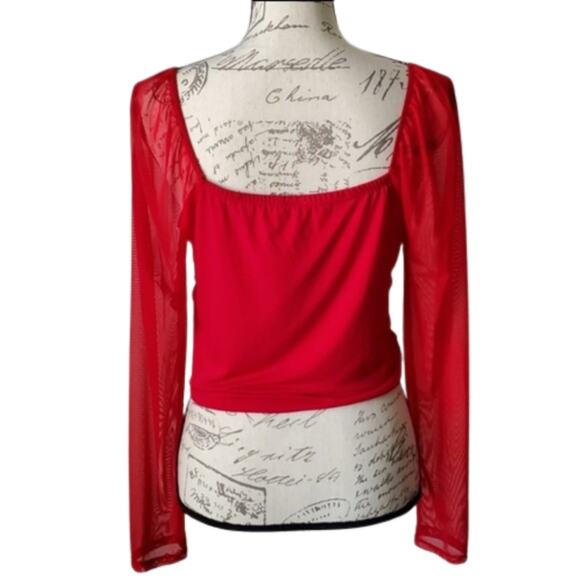 RED ☆ COFFIN GATHERED ☆ SWEETHEART CROP TOP ☆ Size XL ☆ NWOT - Picture 6 of 8